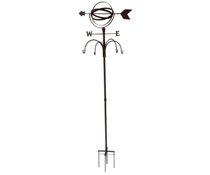 Small 4 Hook Hanger w/ Globe & Weather Vane